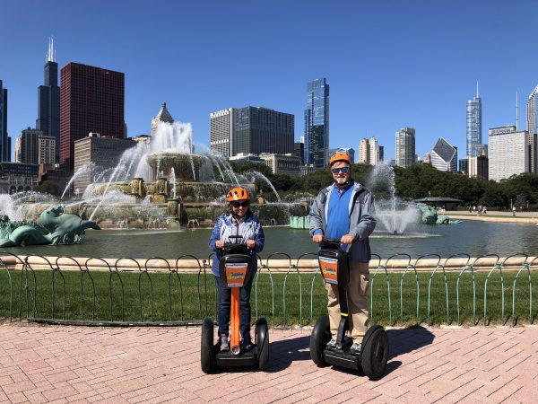 Paul Kay and Madeline at Buckingham Fountain, Absolutely Chicago Segway Tours, Chicago, Illinois