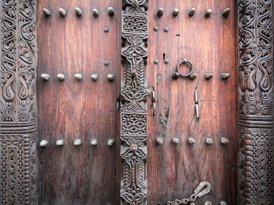 Traditional Wooden Carved Door, Stone Town, Zanzibar, Tanzania