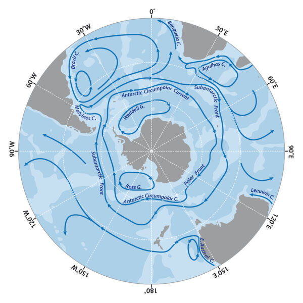 Map of the Antarctic Circumpolar Current, Antarctica