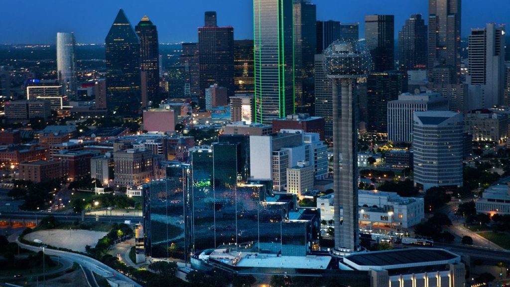 Aerial View at Night, Dallas, Texas