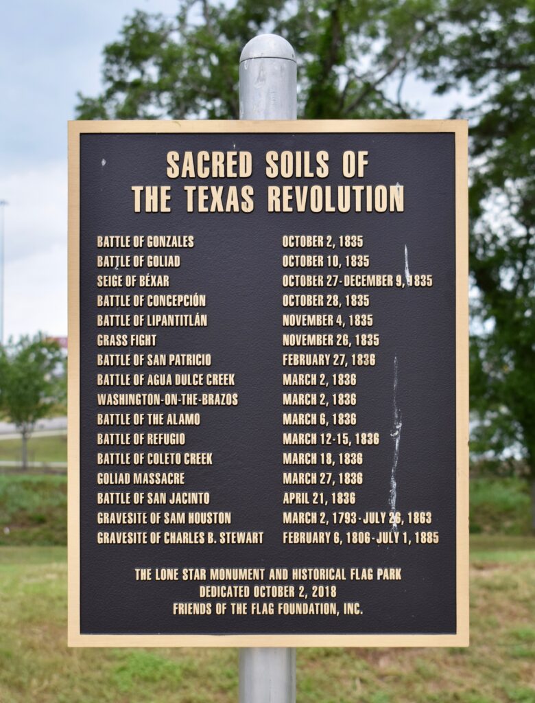 Sacred Soils of the Texas Revolution, Lone Star Monument and Historical Flag Park, Conroe, Texas